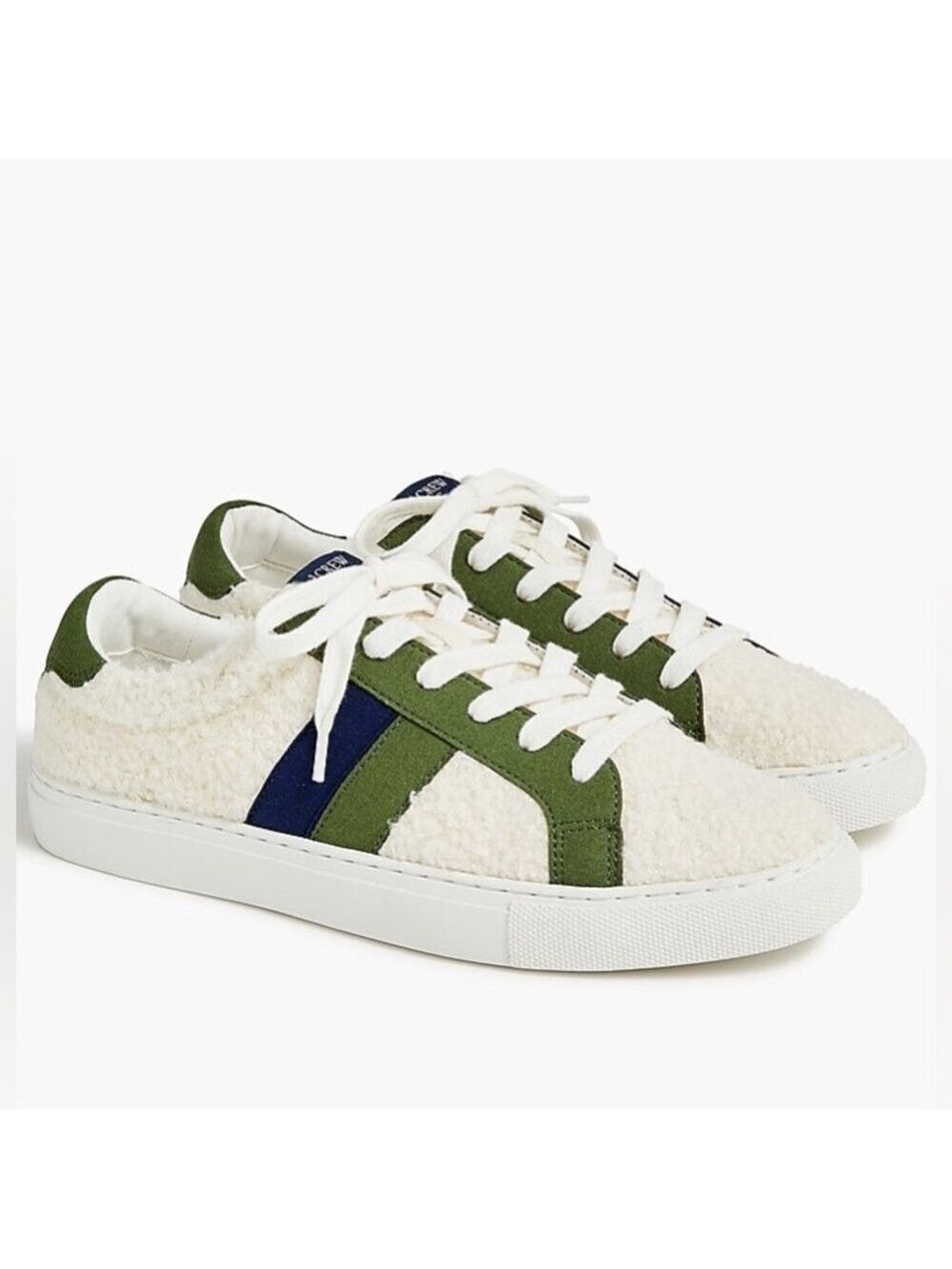 J Crew Factory Sherpa Road Trip Sneakers In Green and Black. Size 10.5